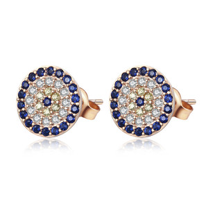 Dylam-pendientes plata de primera ley y circón para mujer, aretes pequeños, plata esterlina 925, Circonia cúbica, zirconia, circonita, zirconita, chapado en oro de 18K, color azul, turco - Product Image 3