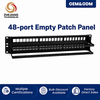 Panel Patch Kosong 48 Port Tanpa Pelindung, Rangka Kosong Tanpa Modul, Rak Kabel Jaringan untuk Pemasangan di Rak