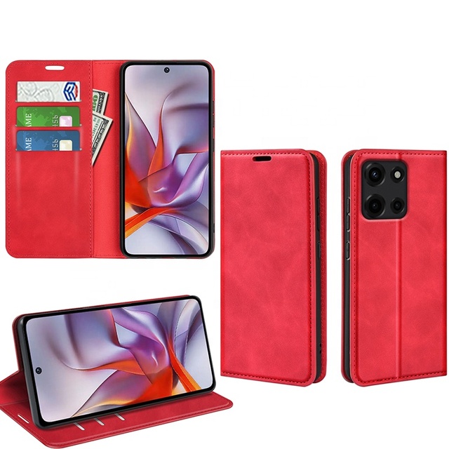 2025 Summer Classy Silky Skin Feeling Leather Flip Wallet Case For Moto G 5G 2024 52J G04 G24 Back Cover
