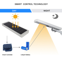 Lampe solaire LED intelligente tout-en-un pour extérieur, étanche, avec détecteur de mouvement, variateur d'intensité automatique, pour route et jardin, avec télécommande