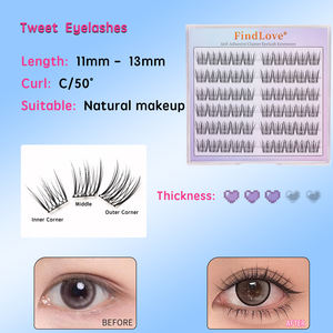 Cils synthétiques auto-adhésifs série 6 lignes flocons fins réutilisables grappes de cils à presser sans colle cils pré-collés - Product Image 5