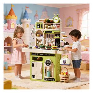 Ensemble de cuisine en plastique pour enfants : Station culinaire avec robinet, étagère, placard, ustensiles – Idéal pour l'apprentissage ludique et les jeux d'imagination en intérieur - Product Image 4