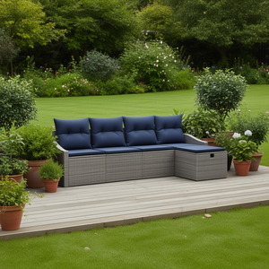 Conjunto de Sofá de Ratán Sintético Gris con Almacenamiento, 4 Plazas, Muebles de Jardín para Exteriores, Diseño Contemporáneo - Product Image 2