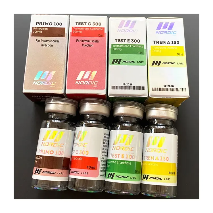 Etichetta della scatola della fiala 2-etichetta di imballaggio olografica stampata NORDIC LABS flacone da 10ml enanthing 300mg etichetta adesiva