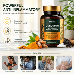 Cápsulas Vegetales de Cúrcuma y Curcumina con Piperina de Alta Absorción para Alivio del Dolor Articular, 60 Cápsulas Vegetales, Venta al Por Mayor de Fábrica en EE. UU., OEM - Product Image 2