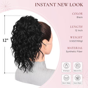 Extension <span class=keywords><strong>per</strong></span> Coda di Cavallo Sintetica Naturale Ondulata, Coda di Cavallo Ricciola con Coulisse, Extension <span class=keywords><strong>per</strong></span> Capelli a Onda Profonda da 14 Pollici - Product Image 5