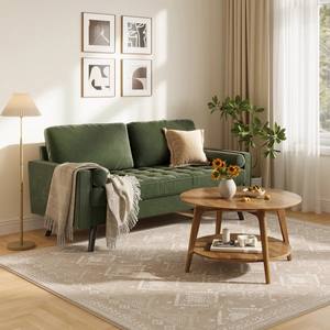 Canapé deux places de style mid-century moderne avec coussin capitonné, accoudoirs carrés et pieds en bois effilés pour salon - Product Image 1