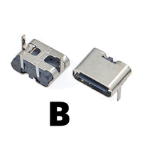 USB 타입 C 2핀 암 커넥터 충전 전용 스테인리스 스틸 수평 마운트 PCB 소켓 (스루홀 또는 SMT 마운트용)