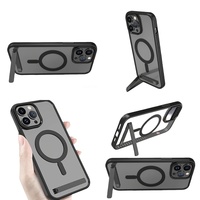 Casing Magnetik Transparan untuk iPhone 16 Pro Max 17 Air 15 14 13 12 11 Plus, Penutup iPhone Bening dengan Penyangga