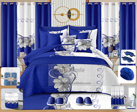 Literie 30 Pièces, Collection de Draps en Coton, Ensemble de Couvre-Lit et Literie avec Rideaux, Ensembles de Draps 30 Pièces, Tailles King et Queen pour Lit