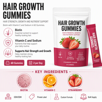 Gummies de croissance capillaire antioxydantes à la vitamine C avec biotine et sodium pour adultes - Ingrédients de qualité supérieure, vente en gros