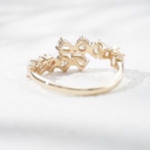 Multi Shape Lab Diamond <b>Open</b> Cuff <b>Ring</b> 10k Solid Gold Wedding <b>Ring</b> - Product Image 3