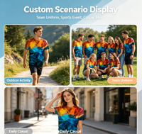 T-shirt pour homme de haute qualité 180 g/m², 100 % polyester, impression par sublimation intégrale, OEM personnalisé, motif 3D pour les vêtements de sport quotidiens