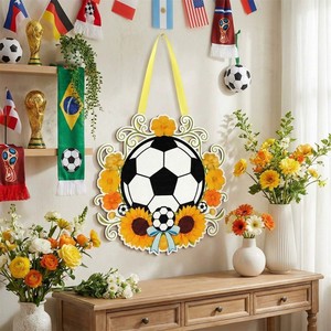 Letrero Decorativo de Madera con Diseño de Balón de Fútbol de la Copa Mundial, Corte Láser, para Colgar en la Pared, Regalo para Aficionados al Fútbol A B - Product Image 1