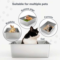 Grande litière pour chat en acier inoxydable, bac à litière profond à parois hautes, baignoire pour animaux de compagnie, facile à nettoyer, contrôle des odeurs, fournitures multi-usages pour animaux de compagnie