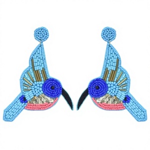 Meilleures boucles d'oreilles pendantes ANEES HANDICRAFTS pour femmes, motif oiseau, perles colorées, forme animale, classiques, cadeau de mariage, cristal - Product Image 3