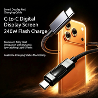 Câble de charge rapide 240W tressé avec affichage numérique 6A, double Type-C, pour ordinateurs portables et tablettes Xiaomi, OPPO, Huawei, OnePlus, Realme