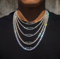 Collier Chaîne Tennis Hip Hop Iced Out en Argent Sterling S925 avec Diamants Moissanite 5MM pour Femmes et Hommes