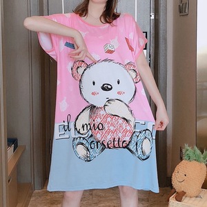 Pijama de verano con estampado de dibujos animados para mujer, ropa de dormir de talla grande, holgada, de manga corta, suave, de seda, <span class=keywords><strong>2021</strong></span> - Product Image 2