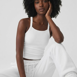 Débardeur de sport côtelé sans couture pour femme, col carré, pour yoga et fitness - Product Image 4