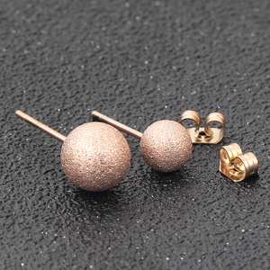 Pendientes de bola de acero de titanio esmerilado de 6mm y 8mm, diseño geométrico simple para mujeres, estudiantes, joyería de moda - Product Image 3