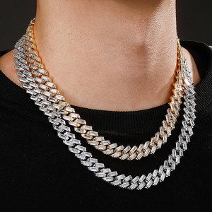 Collar Cubano con Hebilla de Resorte de Cobre y Circones Cuadrados de 12mm, Estilo INS Europeo y Americano, Cadena Hip-Hop para Hombre y Mujer, Joyería - Product Image 3