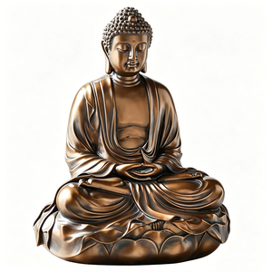 Sculpture en bronze du Bouddha assis sur un lotus sacré - Dimensions sur mesure et service de montage professionnel - Product Image 1
