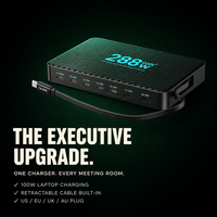 Station de charge de bureau GaN 288W, 8 ports (6C2A), chargeur rapide PD PPS 100W ultra-mince pour ordinateur portable, tablette, téléphone – Vente directe usine
