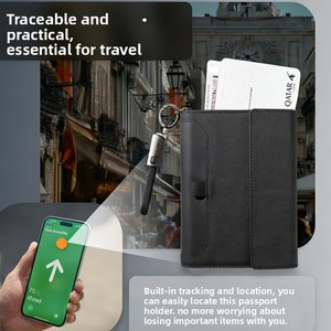 กระเป๋าใส่พาสปอร์ต RFID พร้อมระบบติดตาม Find <span class=keywords><strong>My</strong></span> Tracker, กระเป๋าเดินทางแบบชาร์จไร้สายพร้อมพาวเวอร์แบงค์ ทำจากหนัง PU, ช่องใส่บัตรขึ้นเครื่อง - Product Image 4