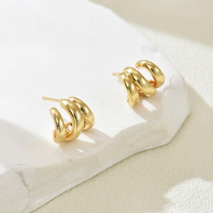 Boucles d'oreilles créoles classiques en laiton vintage avec lunette polie haute conception géométrique grande idée cadeau de fête d'anniversaire de mariage - Product Image 4