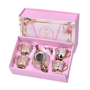 <b>Cheap</b> Gold Pattern Ceramic Cup and Pot Set Ceramic Coffee Cup Set With <b>Gift</b> <b>Box</b> Ceramic Tea Cup Set - Product Image 2