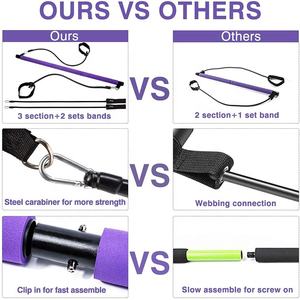 Kit de barre de Pilates réglable <span class=keywords><strong>Tatex</strong></span> avec bandes de résistance, bâton de yoga multifonctionnel pour le yoga et le Pilates - Product Image 3