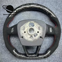 Volant de course en cuir PVC et fibre de carbone forgée avec éclairage LED, style suède, pour Audi Q5 Q6 Q7 Q8