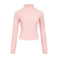 En stock, veste courte de yoga et de course pour femmes, coupe ajustée, extensible, respirante, légère, en spandex/nylon