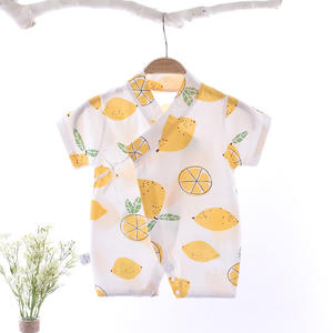 Pelele infantil de verano ligero Unisex transpirable tejido de algodón estampado estilo coreano bebé gateando Kimono con mangas cortas - Product Image 5