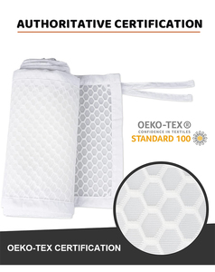 <span class=keywords><strong>Protector</strong></span> de <span class=keywords><strong>cuna</strong></span> de bebé, juego de almohadillas de parachoques, 4 lados, transpirable, 3D, malla de aire, blanco - Product Image 2
