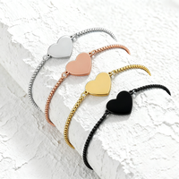 Bracelet en acier inoxydable personnalisable Ywyougang avec cœur gravable, délicat bracelet à perles pour femmes et filles, à porter au quotidien et en cadeau