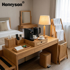 Ensemble de plateau de voyage biodégradable en bambou Honeyson pour hôtels et hôtellerie, avec bouilloire électrique, organiseur de dosettes de café, station à thé pour chambre d'hôtes - Product Image 4
