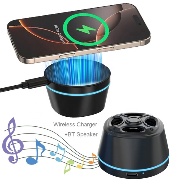 New Arrival Portable Mini Speaker Magnetic Wireless 3D Stereo Audio Speaker Phone Magnetic Wireless Charger Music Player Speaker