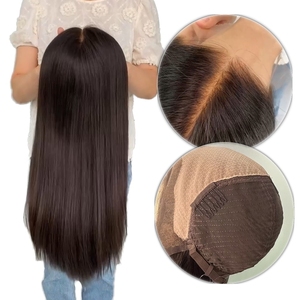 Parrucca di Capelli Umani Vergini Grezzi Europei 22" Colore <span class=keywords><strong>Naturale</strong></span> Lisci con Lace Front in <span class=keywords><strong>Vera</strong></span> Seta HD e Nodi Invisibili Parrucca Ebraica - Product Image 1