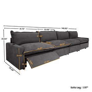 أريكة كهربائية فاخرة حديثة قابلة للطي من أتونوس، أثاث غرفة المعيشة، أريكة قطاعية معيارية رمادية داكنة - Product Image 6