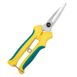 Jolies cisailles de jardin en acier inoxydable avec poignée jaune, fonctionnement manuel, pour la cueillette des fruits et l'utilisation en jardin. - Product Image 1