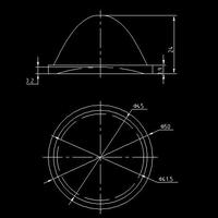 50mm 90 degrés Cob Led diffuseur de lumière verre optique Plano lentille convexe