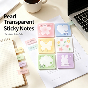 Blocs-notes adhésifs transparents SK Pearl, couleurs pastel, design mignon, impression personnalisée, blocs-notes inscriptibles - Product Image 4
