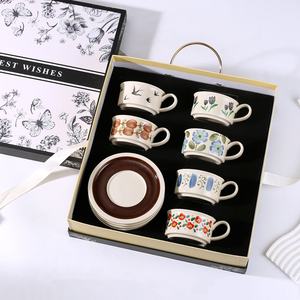 Juego de Tazas de Café y Té de Porcelana de Lujo Ligero y Retro, 2 Tazas y 2 Platos, Diseño de Pareja, con Caja de Regalo, 5 Colores, Ecológico - Product Image 6