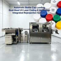 Machine de codage UV laser double face pour bouchons de bouteilles avec inspection visuelle, collecte de données et traçabilité anti-contrefaçon