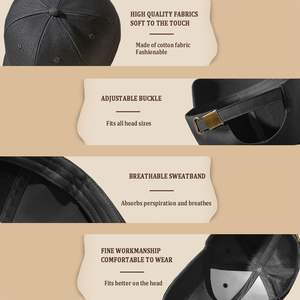 OEM Custom <b>Black</b> Corduroy <b>Baseball</b> <b>Cap</b> 6-Panel Two-Tone Dad Hat with Embroidered Logo and Plain Curved Brim Sporty Style - Product Image 4