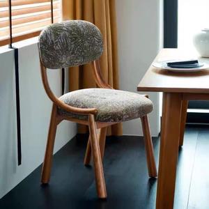 Chaise de salle à manger en bois rembourrée de style nordique vintage, design minimaliste, en bois de frêne massif, pour la maison, les petits appartements - Product Image 2