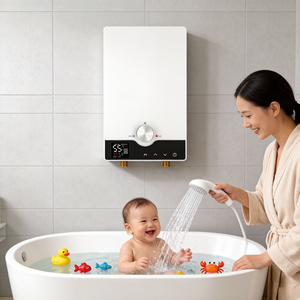 <span class=keywords><strong>Chauffe</strong></span>-<span class=keywords><strong>eau</strong></span> <span class=keywords><strong>instantané</strong></span> sans réservoir à température constante à fréquence variable 9KW blanc pour douche rapide et chaude en 2 secondes pour salle de bain familiale - Product Image 6