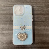 Coque de téléphone PC à motif cœur scintillant pour iPhone 17 16 15 14 13 12 11, coque arrière Bling pour femmes pour Honor X6B X7E X5C X5B X9D X9C X6D